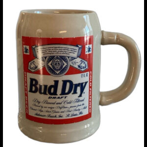 Bud Dry Draft Ceramic Heavy Weight Beer Stein. Made in W. Germany